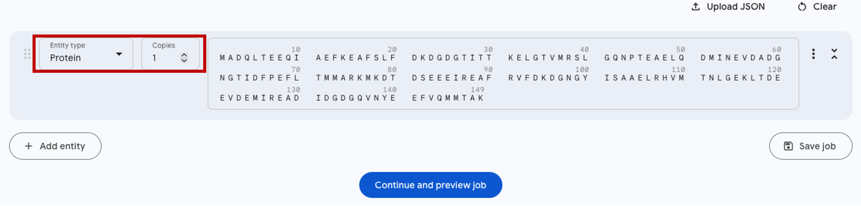AlphaFold Server - input sequence
